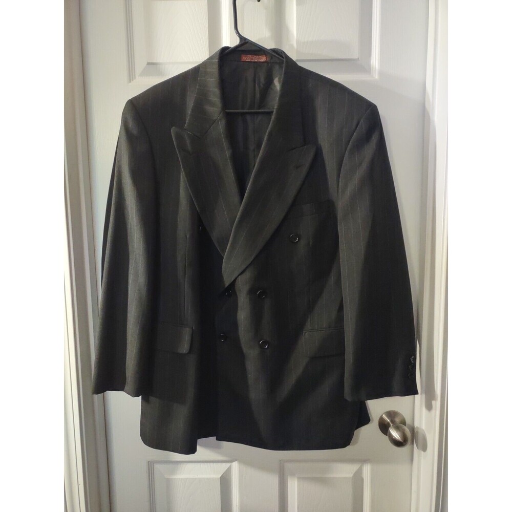Cordovan & Grey Blazer Jacket Size 46R Gray And White Stripes